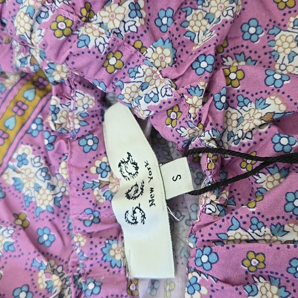 NWT Sea NY Perry One‎ Shoulder Midi Dress Purple Floral Border Print Size Small - Picture 12 of 16
